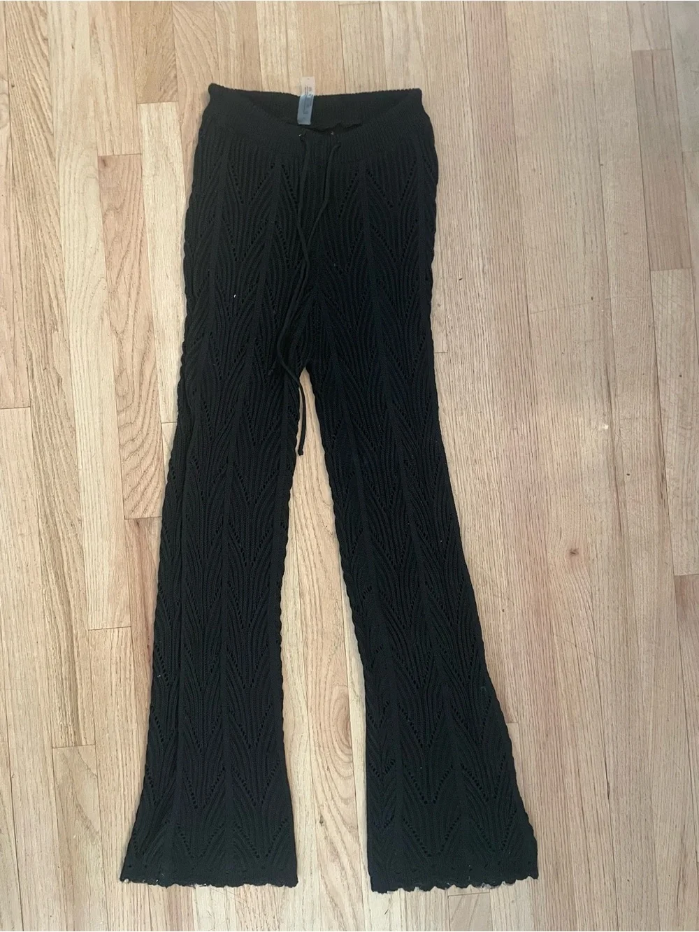 Black Crochet Wide-Leg Beach Cover Up Pants